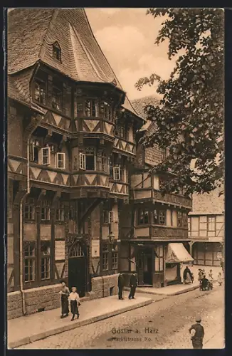 AK Goslar, Alte Fachwerkhäuser in der Marktstrasse