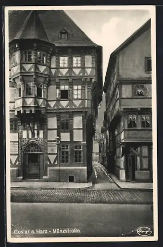 AK Goslar a. Harz, Häuserfront in der Münzstrasse