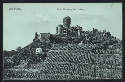 AK Cochem, Blick zur Ruine Winneburg