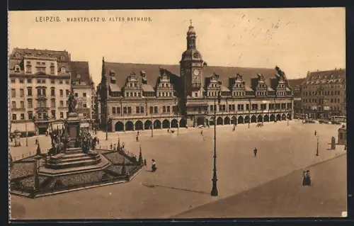 AK Leipzig, Marktplatz und Altes Rathaus