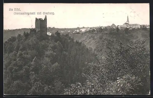 AK Manderscheid / Eifel, Obermanderscheid mit Oberburg