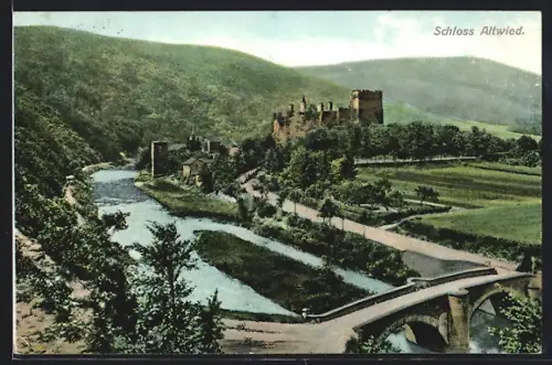 AK Altwied, Blick zum Schloss Altwied