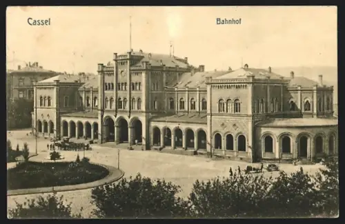 AK Kassel, Blick zum Bahnhof und Bahnhofsplatz