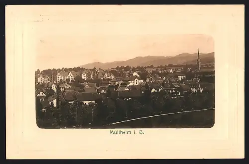 AK Müllheim, Ortsansicht aus der Vogelschau