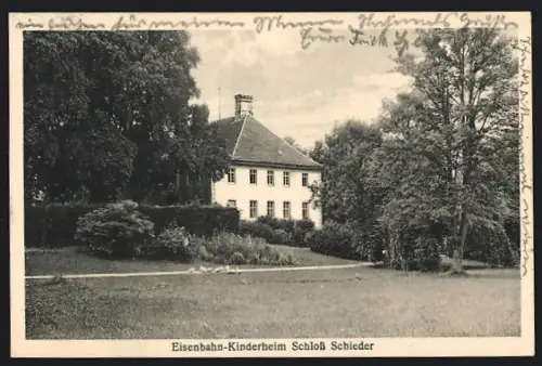 AK Schieder, Eisenbahn-Kinderheim Schloss Schieder