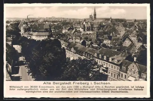 AK Freiberg i. Sa., Ortsansicht aus der Vogelschau