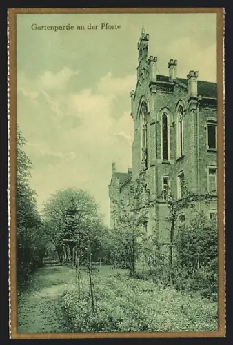 AK Rastatt, Gartenpartie an der Pforte, Erzbischöfliches Gymnasial-Kolleg St. Bernhard