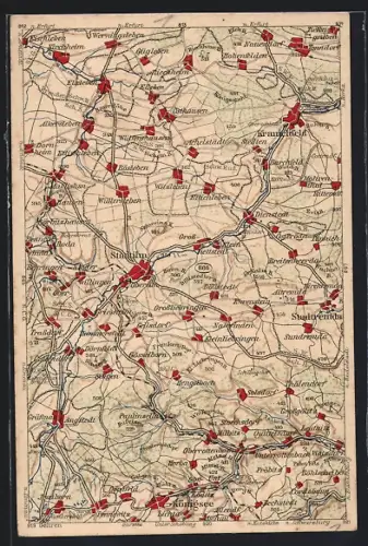 Künstler-AK Stadtilm, Umgebungskarte, Wona-Verlag