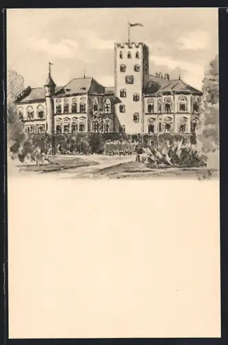 Künstler-AK Irlbach / Donau, Schloss