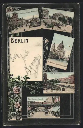 AK Berlin, Spandauer Rathaus, Potsdamerplatz, Unter den Linden, Friedrichstrasse Bahnhof