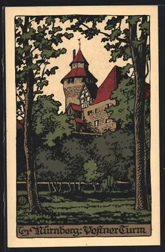 Steindruck-AK Nürnberg, Vestnerturm