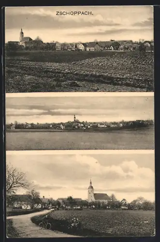 AK Zschoppach, Ortsansicht mit Kirche