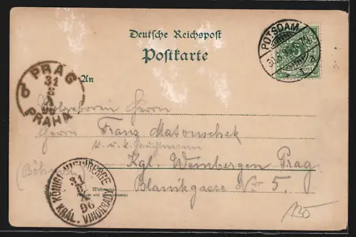 Lithographie Potsdam, Garnisonkirche, Stadtschloss