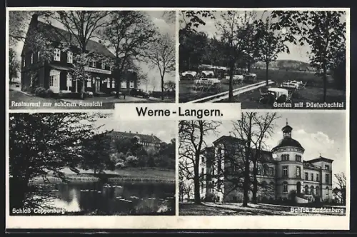 AK Werne-Langern, Restaurant zur schönen Aussicht, Inh. A. Hauschopp, Schloss Cappenberg, Schloss Buddenberg