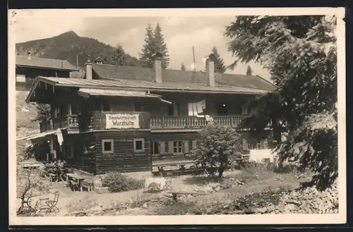 AK Spitzingsee, Wurzhütte mit Brecherspitz