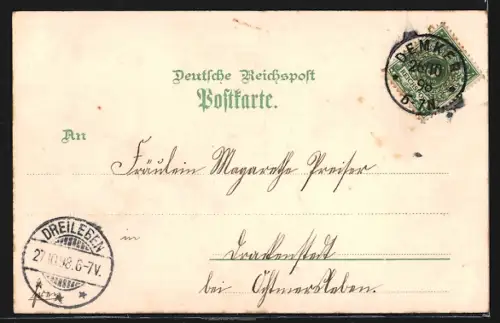 Lithographie Magdeburg, Dom, Domchor, Breiter Weg, Kriegerdenkmal