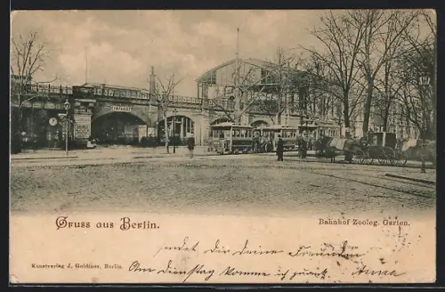 AK Berlin-Charlottenburg, Bahnhof Zoologischer Garten, Strassenbahn