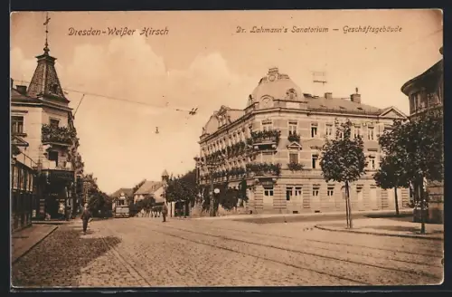 AK Dresden-Weisser Hirsch, Dr. Lahmann`s Sanatorium, Geschäftsgebäude