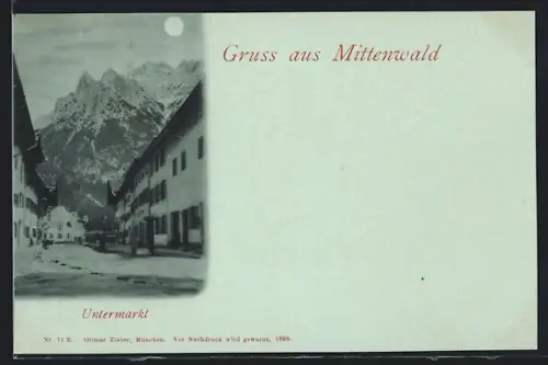 Künstler-AK Mittenwald, Untermarkt