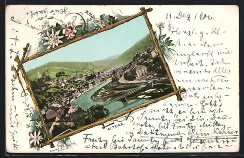 AK Altena, Flussüartie mit Brücke