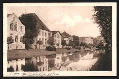 AK Oldenburg / Gr., Staugrabenstrasse mit Reichsbank
