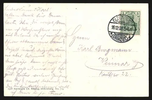 AK Oldenburg / Gr., Staugrabenstrasse mit Reichsbank