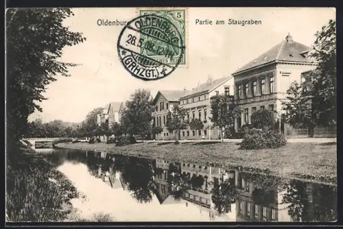AK Oldenburg / Gr., Partie am Staugraben, Staugrabenstrasse