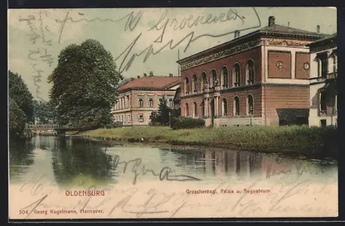 AK Oldenburg / Gr., Grossherzogl. Palais u. Augusteum, Elisabethstrasse