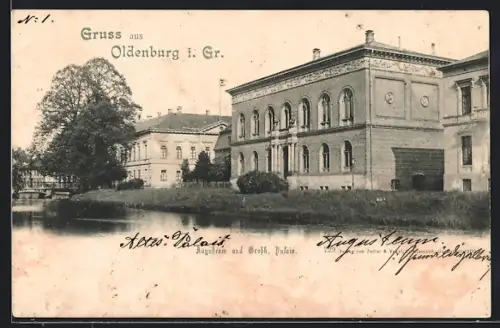 AK Oldenburg / Gr., Augusteum und Grossh. Palais, Elisabethstrasse