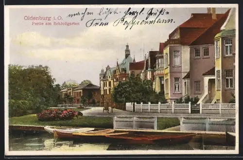 AK Oldenburg / Gr., Partie am Schlossgarten, Staugrabenstrasse