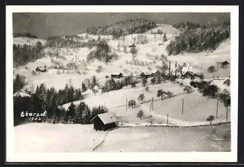 AK Ebersol, Ortsansicht im Schnee 1942