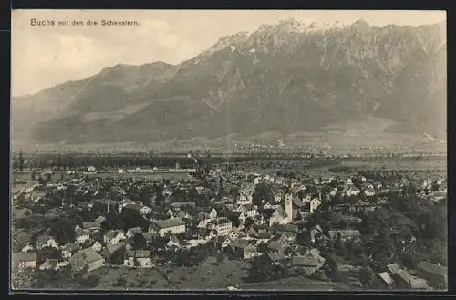 AK Buchs /SG, Ortsansicht mit den drei Schwestern