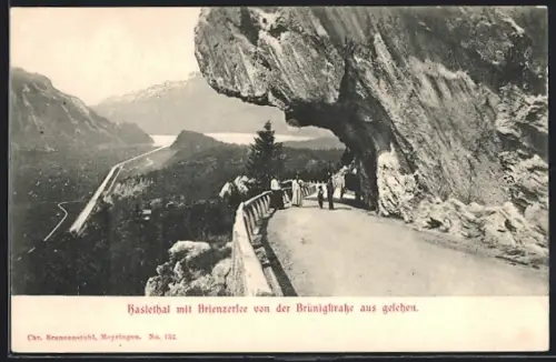 AK Brünig, Haslethal mit Brienzersee von der Brünigstrasse aus gesehen