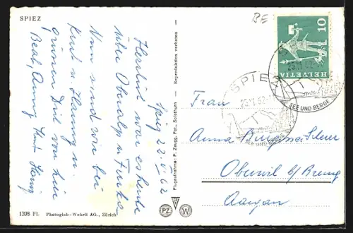 AK Spiez, Ortsansicht aus der Vogelschau