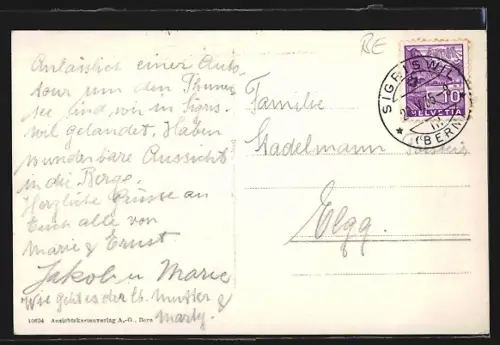 AK Sigriswil, Ortspanorama mit Bergen