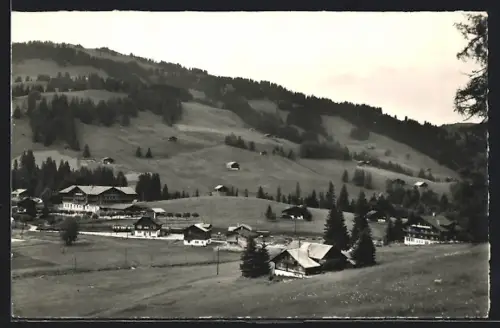 AK Saanenmöser /Berner Oberland, Zug auf der Fahrt durch den Ort