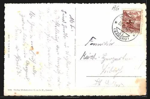 AK Wohlen /AG, Ortsansicht mit Güterzug