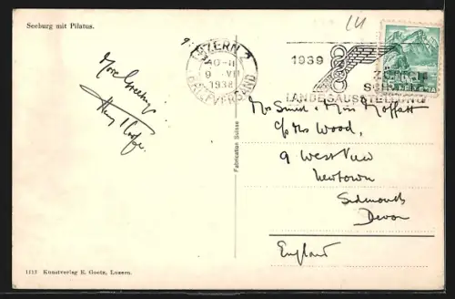 AK Seeberg, Panorama mit Pilatus