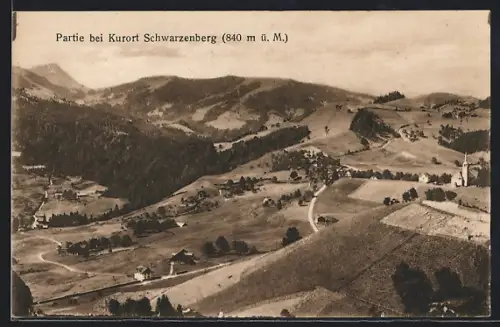 AK Schwarzenberg, Ortspartie mit Kirche