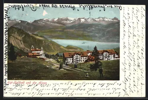 AK Rigi-Kaltbad, Hotel mit den Alpen