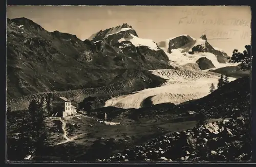 AK Zermatt, Hotel Findelengletscher, Rimpfischhorn und Strahlhorn