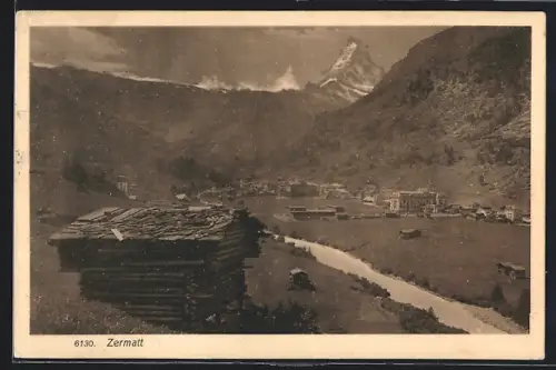 AK Zermatt, Panorama mit Hotel