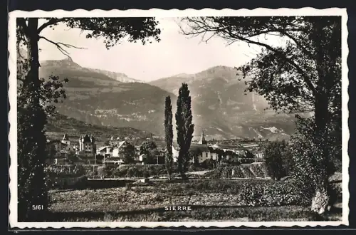 AK Sierre, Ortspartie mit Kirche