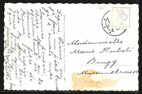 AK Sierre, Ortspartie mit Kirche