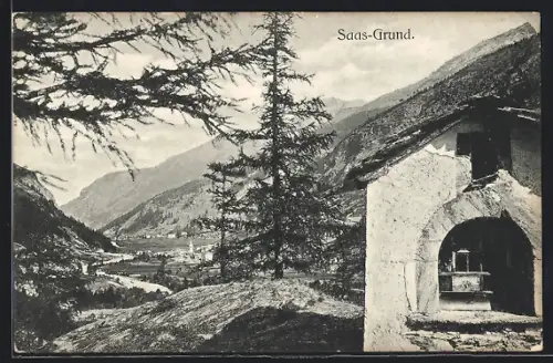 AK Saas-Grund, Blick zum Ort