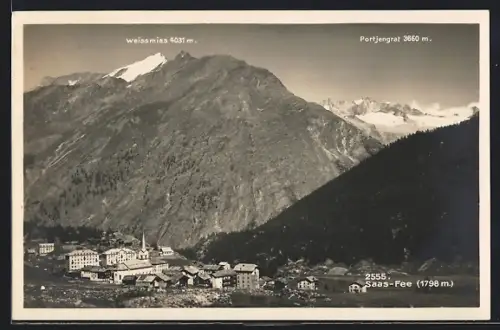 AK Saas-Fee, Teilansicht mit Weissmies und Portjengrat