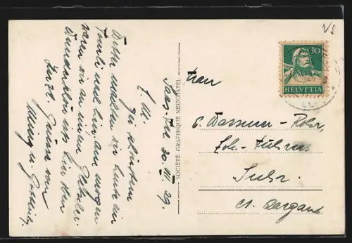 AK Saas-Fee, Teilansicht mit Allalinhorn, Alphubel und Täschhorn