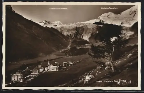 AK Saas-Fee, Teilansicht mit Allalinhorn und Alphubel