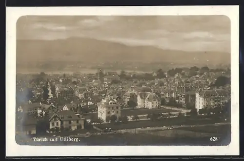 AK Zürich, Ortsansicht mit Utliberg
