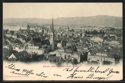 AK Zürich, Ortsansicht vom Polytechnikum aus